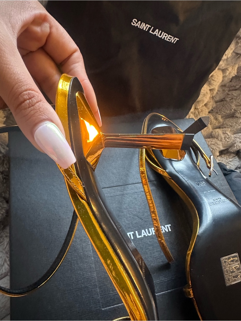 Saint Laurent Metal Tangerine 75mm Kitty sandals - Picture 7 of 10